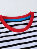 T-shirt a maniche lunghe a righe con applicazioni per auto da costruzione