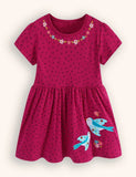 Kleid mit Blumen-Robin-Stickerei