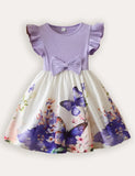 Bedrucktes Kleid mit Fliegenärmeln