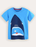 T-shirt a maniche corte con stampa squalo