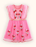Abito in tulle ricamato fragola