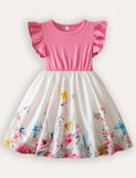 Bedrucktes Kleid mit Fliegenärmeln