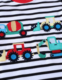 T-shirt a maniche lunghe a righe con applicazioni per auto da costruzione