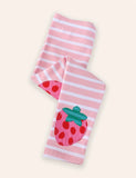 Strawberry Applique Stribede Leggings
