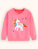 Sweatshirt mit Regenbogen-Einhorn-Stickerei