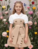 Lapel Button Stitching Contrasting Dress