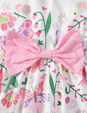 Butterfly Flower Print Bow Dress
