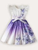 Bedrucktes Kleid mit Fliegenärmeln
