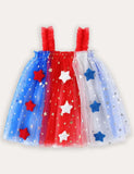 Kleid aus Tüll mit kontrastierenden Sternen und Hosenträgern zum Unabhängigkeitstag