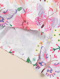Butterfly Flower Print Bow Dress