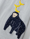 Set aus kurzem T-Shirt mit Orang-Utan-Applikation und bedruckten Shorts