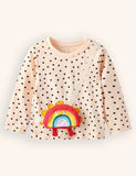 Sød Rainbow Applique Pocket Langærmet T-shirt
