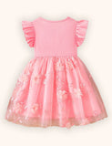 Abito con fiocco in tulle ricamato a fiori