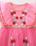 Abito in tulle ricamato fragola