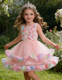 Tredimensionel Flower Party Tyl Kjole