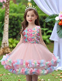 Tredimensionel Flower Party Tyl Kjole