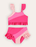 Split Ruffle Edge Split Swimsuit