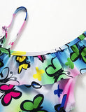 Butterfly Print One Shoulder Badedragt