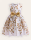 Flower Print Sleeveless Bow Princess Dress