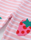 Strawberry Applique Stribede Leggings