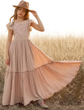 Mom and Me Lace Embroidered Long Dress