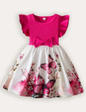 Bedrucktes Kleid mit Fliegenärmeln