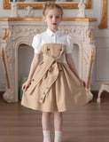 Lapel Button Stitching Contrasting Dress