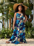 Tropical Print Woven with Splicing Dress