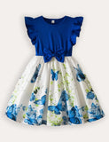 Bedrucktes Kleid mit Fliegenärmeln