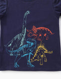 Cartoon Dinosaur Embroidery T-Shirt