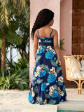 Tropical Print Woven with Splicing Dress