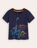 Cartoon Dinosaur Embroidery T-Shirt