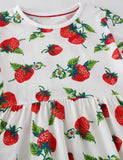 Langärmliges Kleid mit Erdbeer-Print
