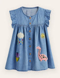 Jeanskleid mit Knöpfen und Applikation