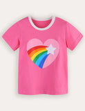Camiseta de manga curta com estampa arco-íris Love