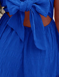 Vestido de cor sólida com babados e bainha