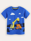 Kurzarm-T-Shirt mit Bauwagen-Aufdruck