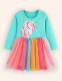 Vestido de tul con estampado de unicornios
