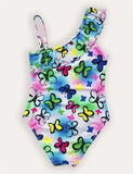 Butterfly Print One Shoulder Badedragt