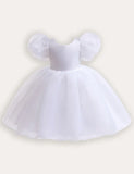 Bubble Sleeve Floral Tulle Party Dress