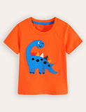 Dinosaur Applique Short-sleeved T-shirt