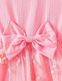 Abito con fiocco in tulle ricamato a fiori