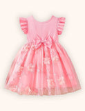 Abito con fiocco in tulle ricamato a fiori