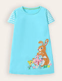Robe en coton à appliqué lapin de Pâques