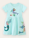Vestido de algodão bordado sereia