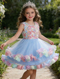 Tredimensionel Flower Party Tyl Kjole