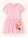 Süßes Kleid mit Einhorn-Stickerei