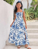 Mom and Me Vacation Casual Floral Long Dress