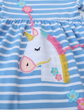 Unicorn Flower Applique Long-sleeved Cotton Dress