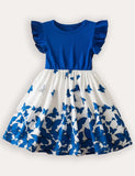 Bedrucktes Kleid mit Fliegenärmeln